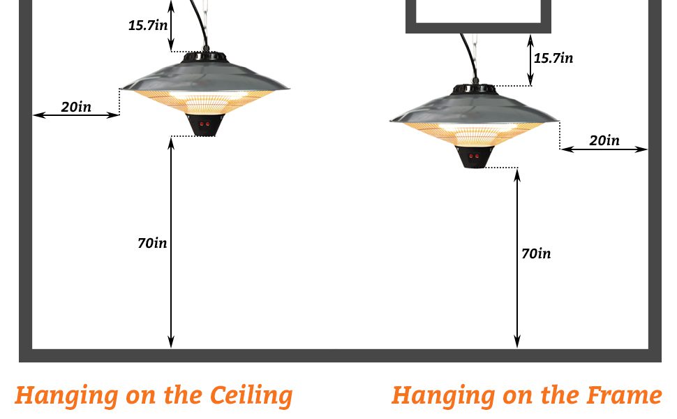 Electric Patio Heater Ceiling Mounted or hanging infrared heater