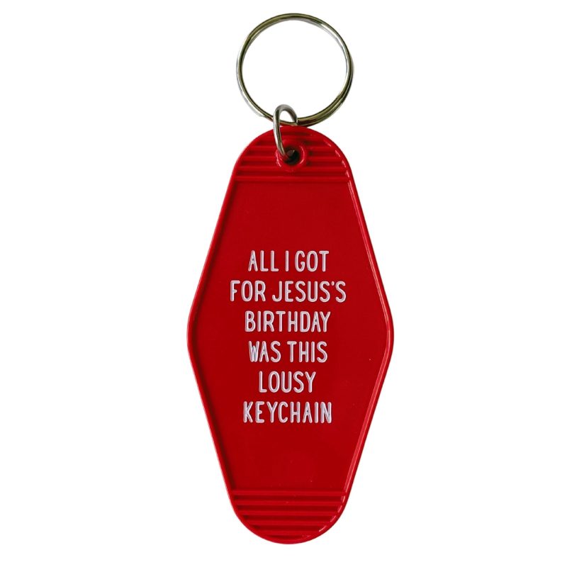 All I Got For Jesuss Birthday Christmas Motel Style Keychain in Red 5 08c2c686 aad9 40fc 80e9 d0f68166253c