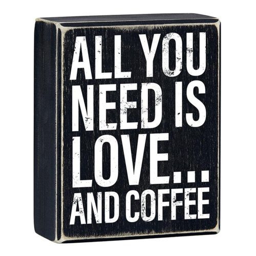 All You Need Is Love And Coffee Box Sign Wall Tabletop Wooden Box Decor 4 x 5 3