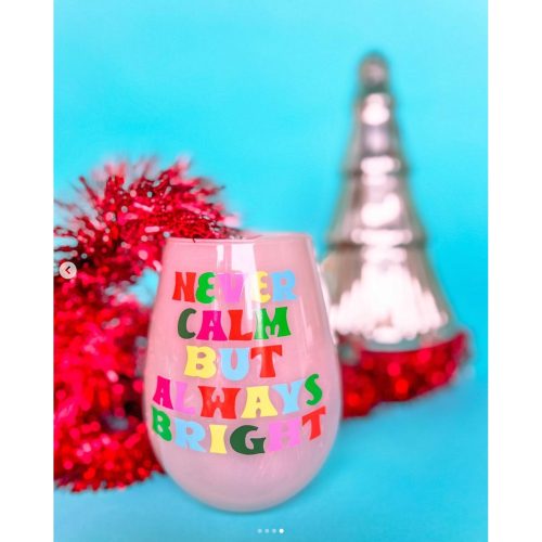 Always Bright Jumbo Stemless Wine Glass in Pink Tinted Glass Pastel Christmas 30 oz Holds an Entire Bottle of Wine 5 cd233c1d f07a 41f3 bcd8 2bf6ef148c7d