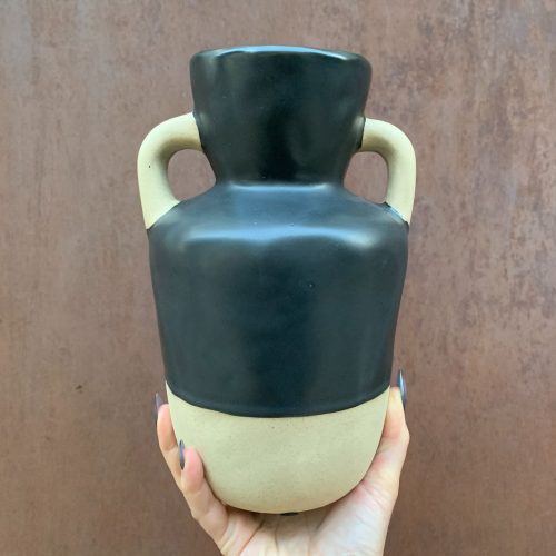 Amphora Stoneware Vase Two Toned Modern Flower Pot 5 5 Dia x 9 5 H 5