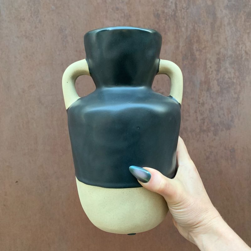 Amphora Stoneware Vase Two Toned Modern Flower Pot 5 5 Dia x 9 5 H