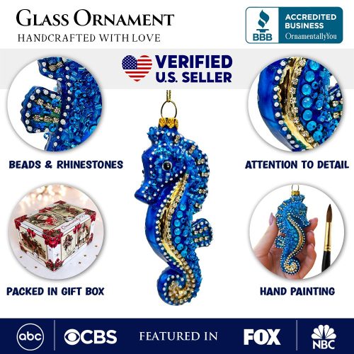 AttributeImage 01ExoticSeahorseGlassChristmasOrnament AquaticBeachThemedNauticalDecor