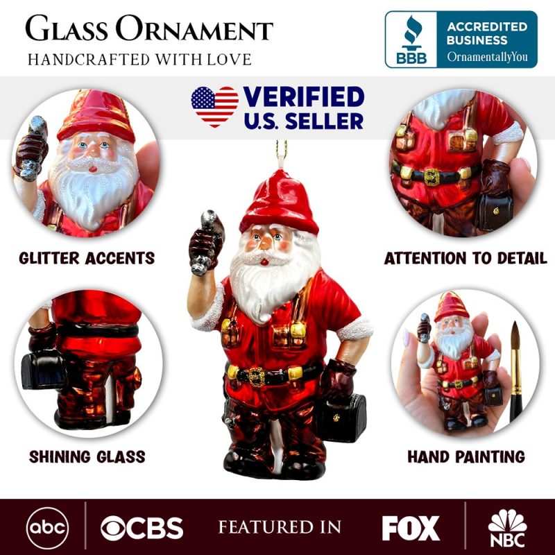 AttributeImage 01HandymanSantaGlassOrnament SkilledBuilder TradesmanandRepairmanGift