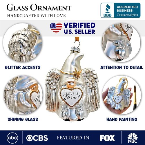 AttributeImage 01LoveisEternalAngelicGnomeGlassOrnament WhiteAngelDelicateSentimentalTreeDecoration