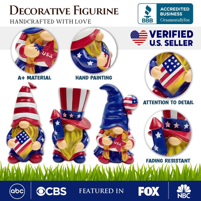 AttributeImage 01PatrioticGnomeTrioFigurines 6SetofThreeGardenStatuesandJuly4thDecoration