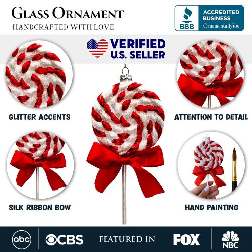 AttributeImage 01RedSwirlCandycaneLollipopGlassChristmasOrnament