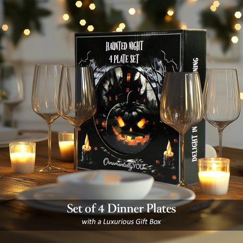 AttributeImage 02HauntedNightSetof4Plates BlackHalloweenTablewareCollectionforSalad Dessert Appetizer andSidePlates