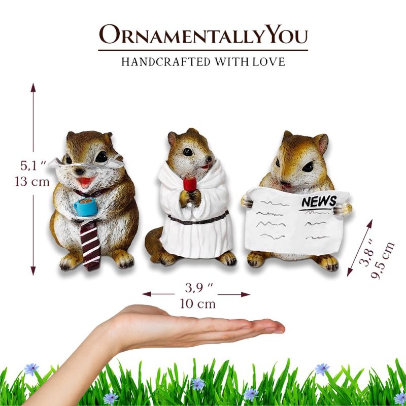 AttributeImage 02WhimsicalChipmunkTrioSetofThreeFigurines 5CuteDeskDecorandGardenStatues