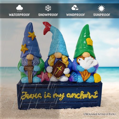 AttributeImage 03NauticalThemedReligiousGnomeFigurine JesusismyAnchor6BeachHouseStatue