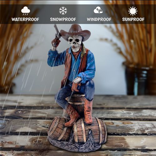 AttributeImage 03WesternSkeletonGunslingerStatueFigurine 10GothicCowboyWildWestHomeDecor