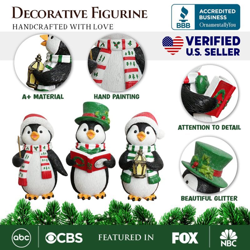 AttributesImage 01CarrolingPenguinTrioSetofChristmasFigurines 6WinterHolidayStatueSetofThree