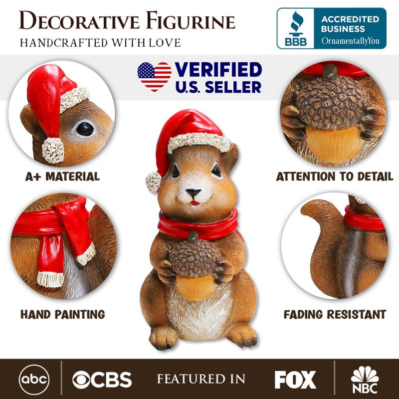 AttributesImage 01CharmingChipmunkwithSantaHatFigurine 5PlayfulChristmasRodentGardenStatue