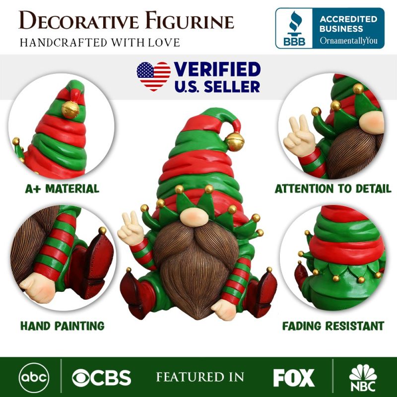 AttributesImage 01CheerfulElfGnomeFestiveFigurine 8ChristmasGardenStatue