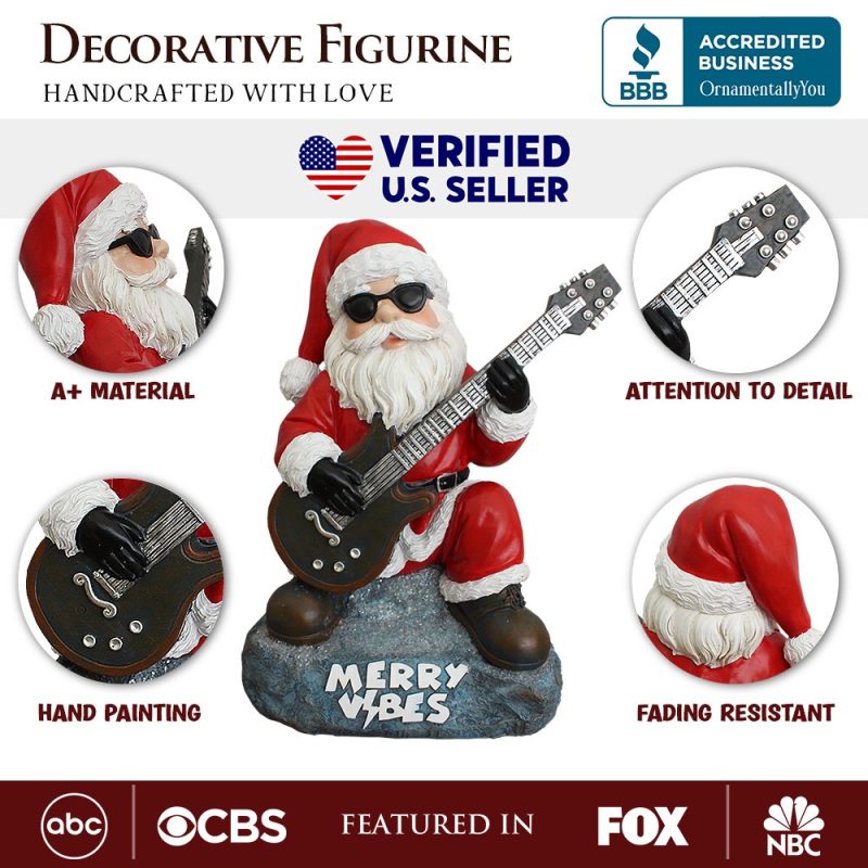 AttributesImage 01MerryVibesRockstarSantaChristmasFigurine 10RocknRollLoverGiftGarde