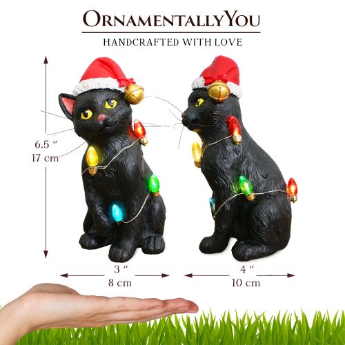 AttributesImage 02FestiveBlackCatwithLEDLightsFigurine 7CuteHomeDecorStatue