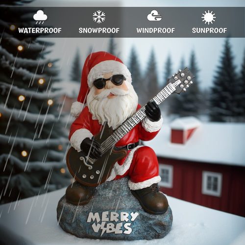 AttributesImage 03MerryVibesRockstarSantaChristmasFigurine 10RocknRollLoverGiftGardenStatue