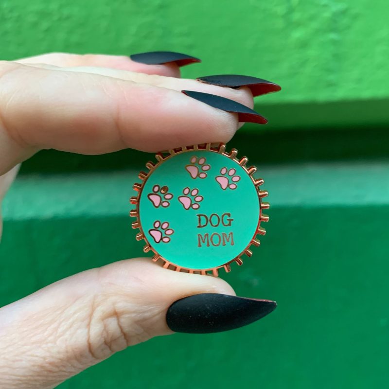 Being A Dog Mom is Ruff Bottlecap Style Enamel Pin 4