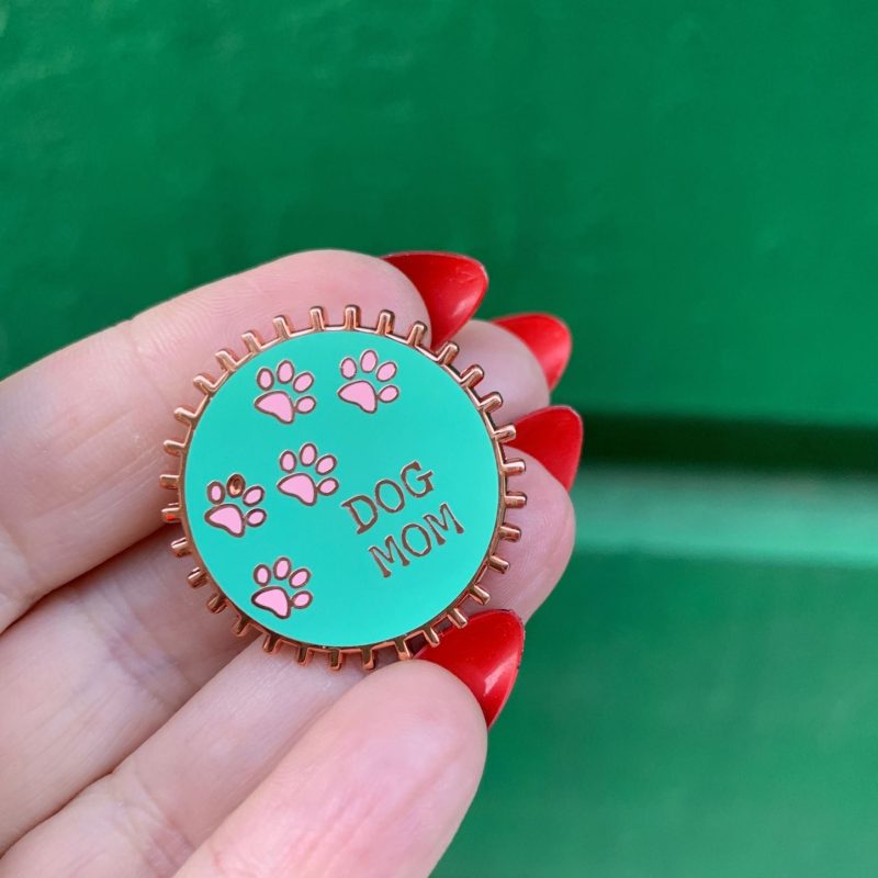 Being A Dog Mom is Ruff Bottlecap Style Enamel Pin