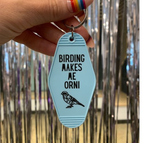 Birding Makes Me Orni Birdwatching Pun Motel Keychain 10