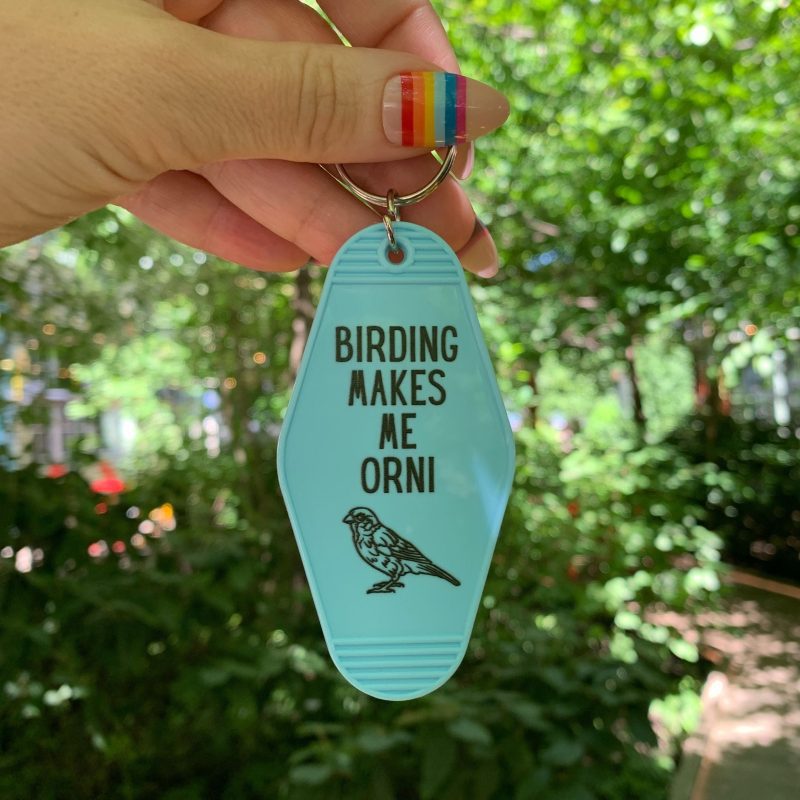 Birding Makes Me Orni Birdwatching Pun Motel Keychain 9