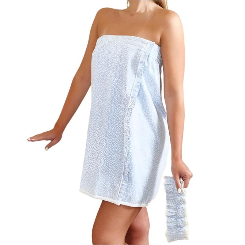 Blue Zinnia Spa Wrap Headband Set Giftable Towel Wrap Set