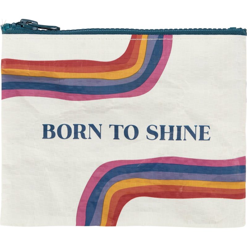 Born To Shine Zipper Wallet Recycled Material Organizer Pouch 5 25 x 4 25 3