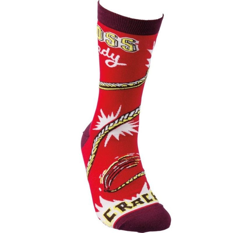 Boss Lady Whipcrack Socks Funny Novelty Red Power Socks 2