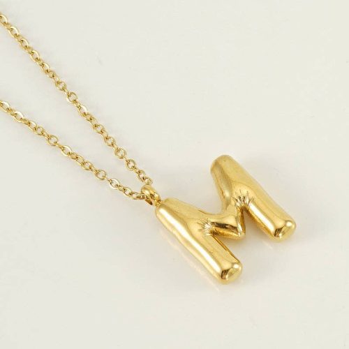 Bubble Shape Initials 18K Gold Plated Pendant Necklace Alphabet Letter Charm Necklace 15 5c043260 7a2e 49e2 b38f 7e1cc5554115