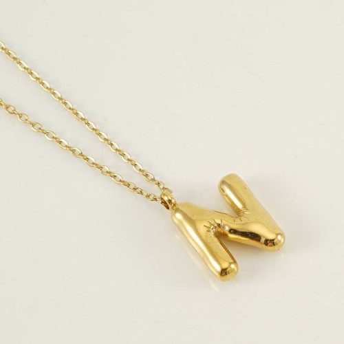 Bubble Shape Initials 18K Gold Plated Pendant Necklace Alphabet Letter Charm Necklace 16 0017269d e1d5 439e b1c9 ade8389e6c1e