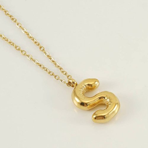 Bubble Shape Initials 18K Gold Plated Pendant Necklace Alphabet Letter Charm Necklace 21 c7cdf799 9993 41eb af88 a48486dba911