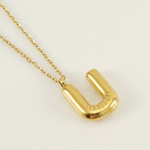 Bubble Shape Initials 18K Gold Plated Pendant Necklace Alphabet Letter Charm Necklace 23 c832f01c 2430 4145 84bf a496efa0bde9