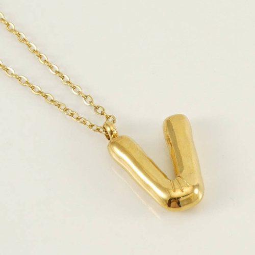 Bubble Shape Initials 18K Gold Plated Pendant Necklace Alphabet Letter Charm Necklace 24 991080d3 e79d 4a4f 850f 9e8d092a8f35