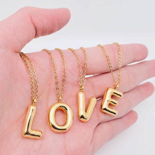 Bubble Shape Initials 18K Gold Plated Pendant Necklace Alphabet Letter Charm Necklace 2 3122abf4 6a28 4245 af27 de9ed0394510