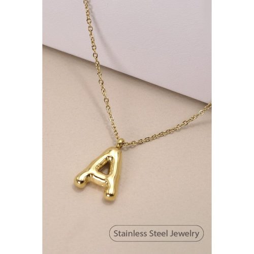 Bubble Shape Initials 18K Gold Plated Pendant Necklace Alphabet Letter Charm Necklace 34