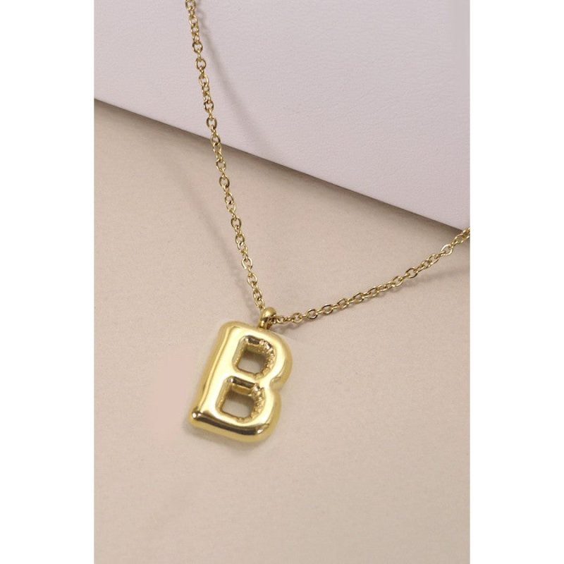 Bubble Shape Initials 18K Gold Plated Pendant Necklace Alphabet Letter Charm Necklace 35