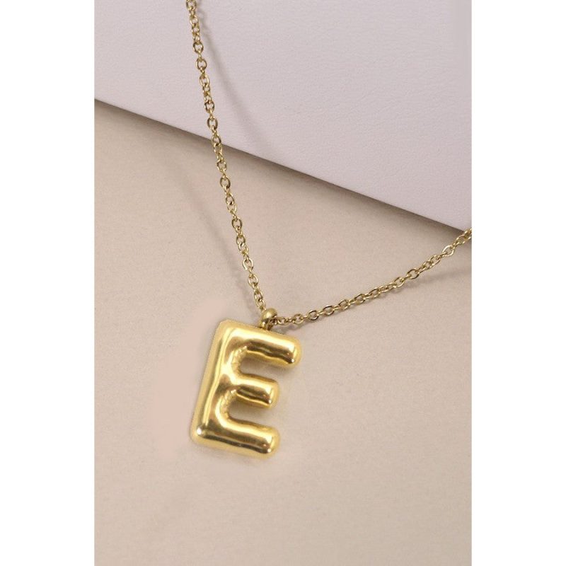 Bubble Shape Initials 18K Gold Plated Pendant Necklace Alphabet Letter Charm Necklace 38