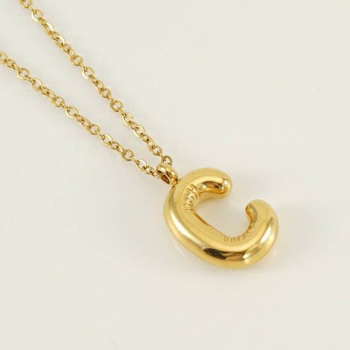 Bubble Shape Initials 18K Gold Plated Pendant Necklace Alphabet Letter Charm Necklace 5 42723c23 6f54 44a0 bcbe 13e85c32a6ed