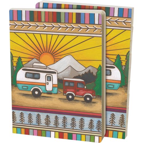 Camper Double Sided Journal Wood Burned Camper Trailer Art Designs Notebook 9