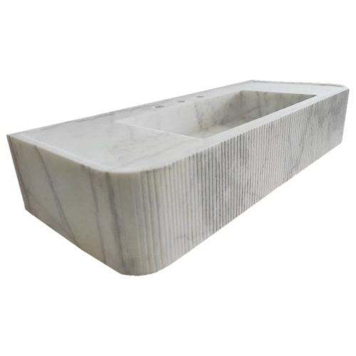 Carrara White Marble Vanity Stone Sink polished 16x38x6 rounded edges1