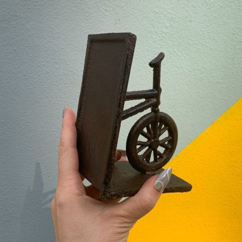 Cast Iron Bike Bookends Set Decorative Brown Bicycle Bookshelf Stand Support Brace Holder 4