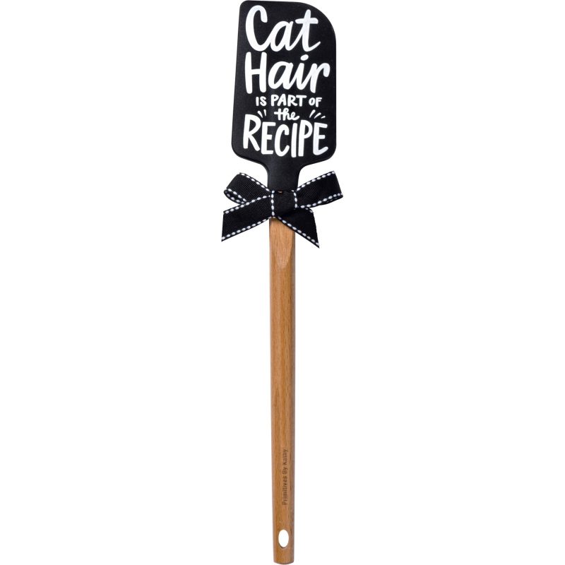 Cat Hair Is Part of The Recipe Spatula With A Wooden Handle 4