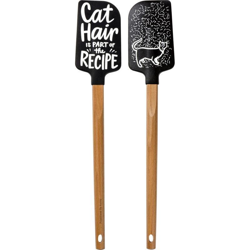 Cat Hair Is Part of The Recipe Spatula With A Wooden Handle