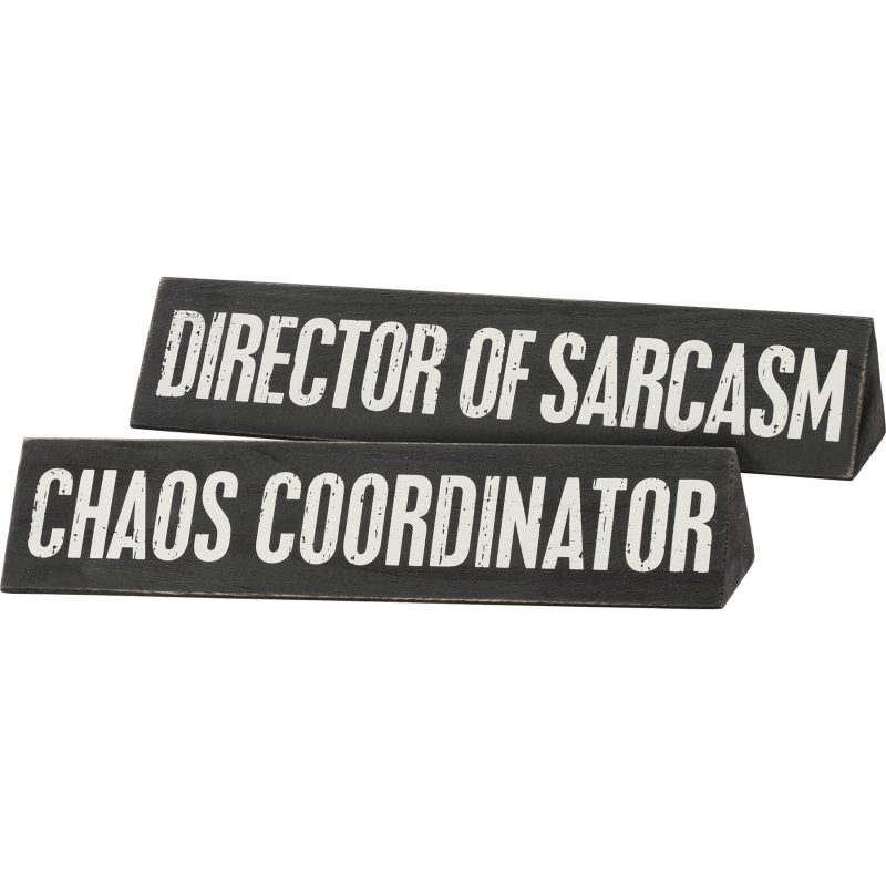 Chaos Coordinator Director Of Sarcasm Reversible Wooden Desk Plate 3