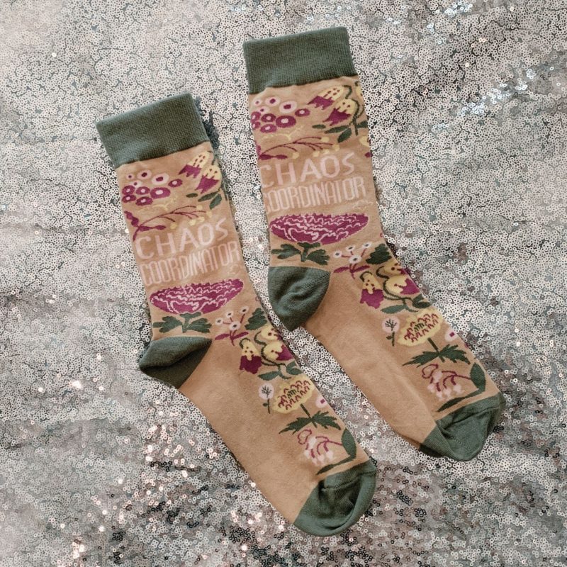 Chaos Coordinator Funny Socks in Green and Floral Gift for Her 11