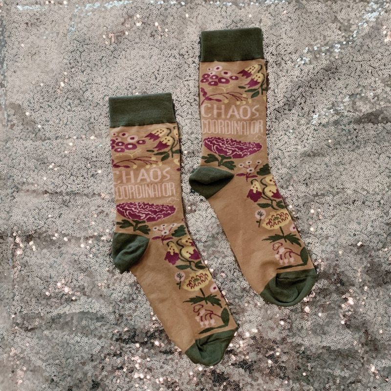 Chaos Coordinator Funny Socks in Green and Floral Gift for Her 13