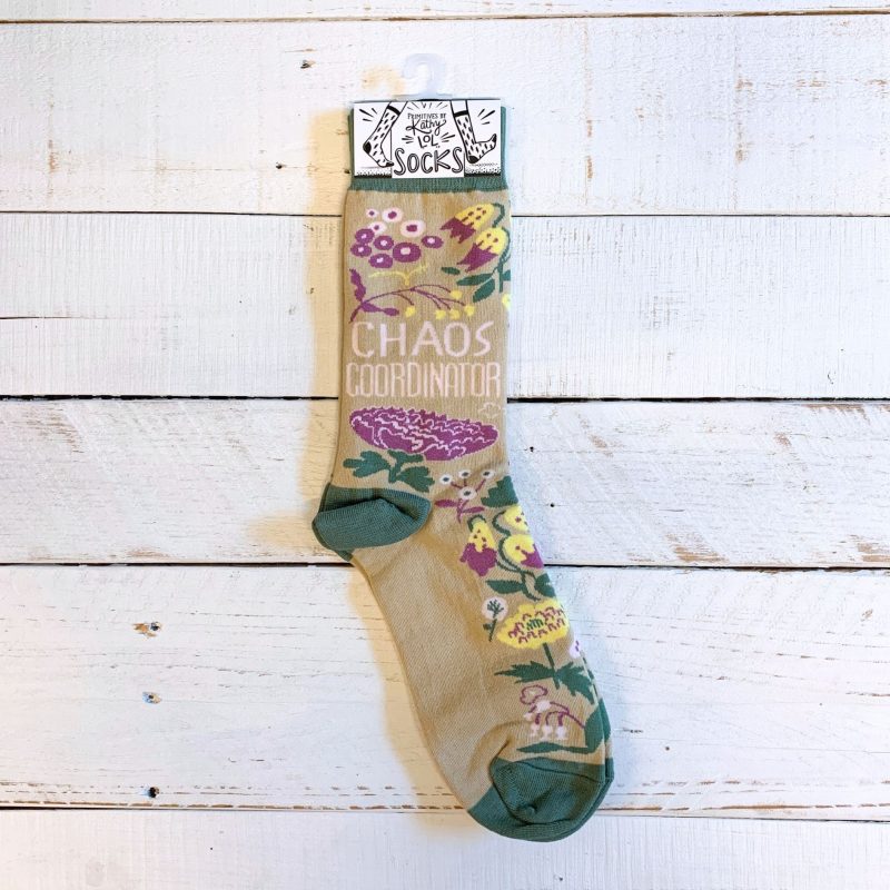 Chaos Coordinator Funny Socks in Green and Floral Gift for Her 3