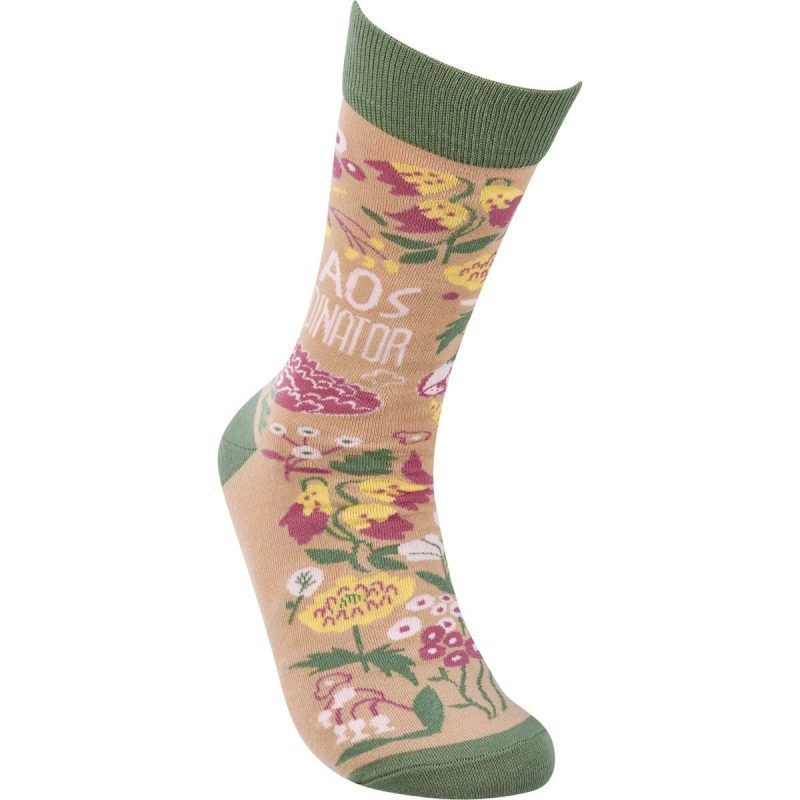 Chaos Coordinator Funny Socks in Green and Floral Gift for Her 7