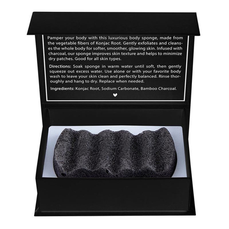 Charcoal Konjac Body Sponge All Natural Scrub Sponge Detoxify Exfoliate Skin