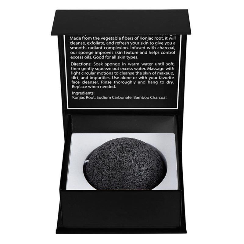 Charcoal Konjac Facial Sponge All Natural Scrub Sponge Detoxify Exfoliate Skin